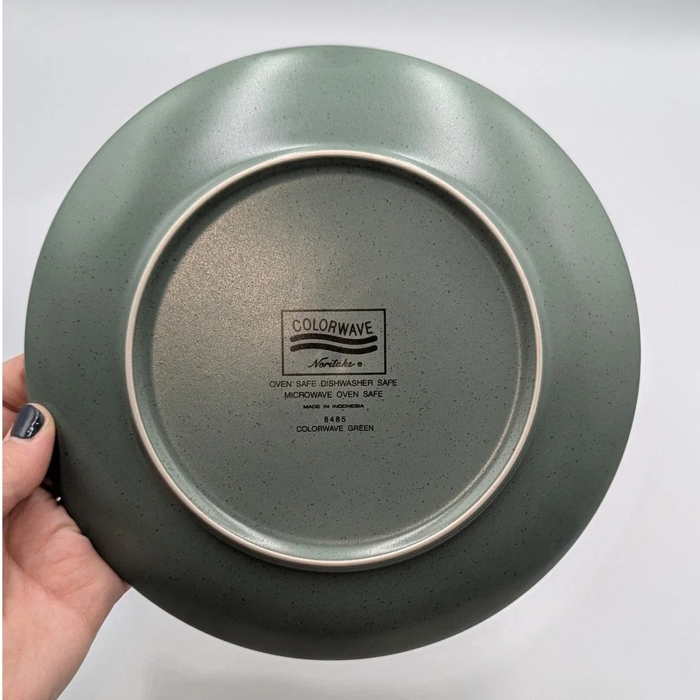 Noritake Colorwave Salad Plate Set Green Snowflake Fair Isle Stoneware Set of 4